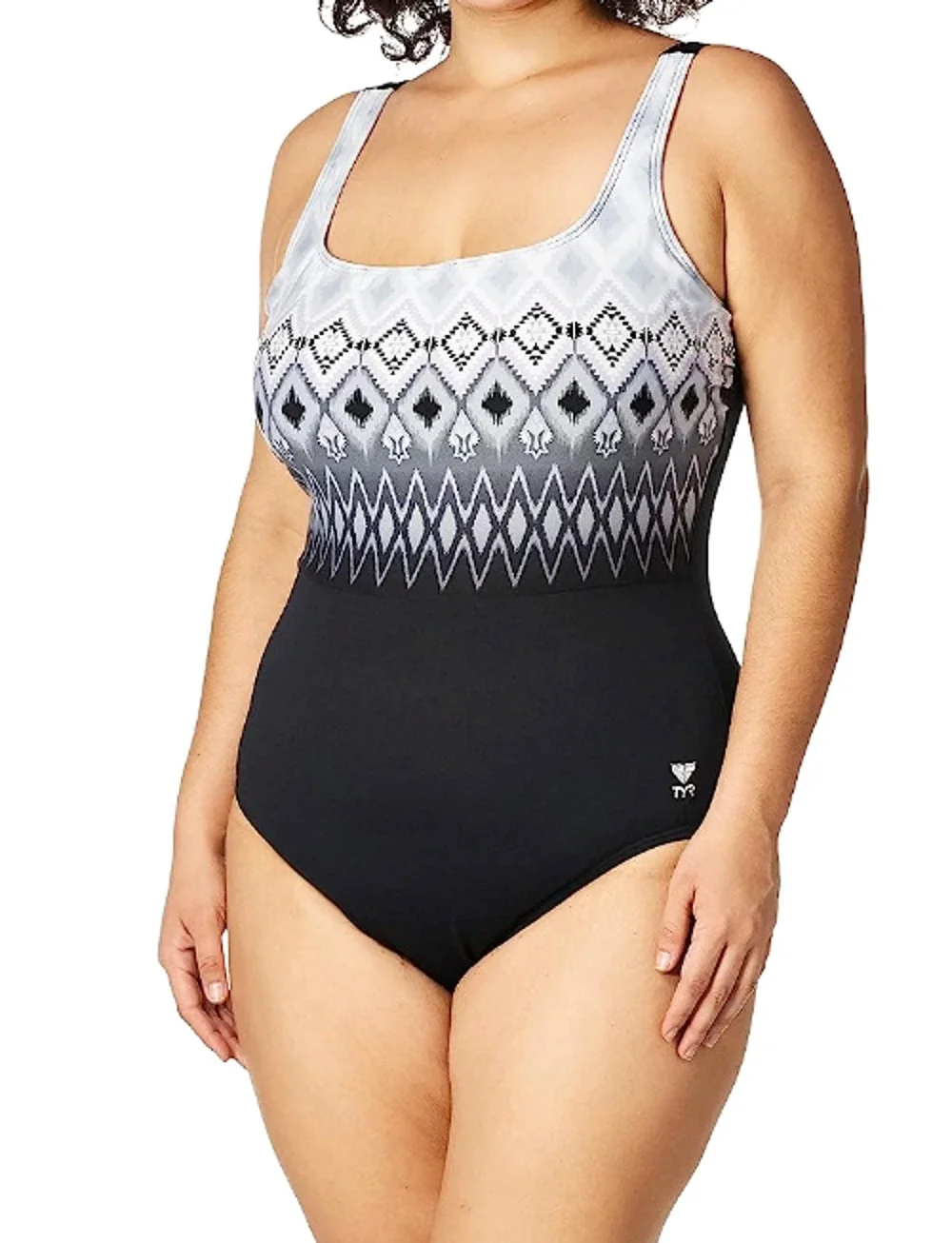 TYR Women Baltic Star Aqua ControlFit 1pc SwimSuit Black Grey - Size 8 - $80
